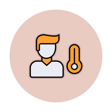 Hasta kişi ikonu. Yüksek sıcaklık simgesi. Vektör illüstrasyonu.