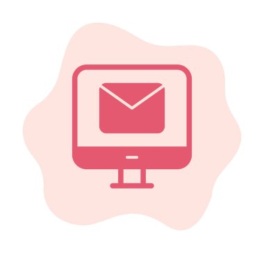 Beyaz arkaplanda bilgisayar e- posta vektör illüstrasyonu