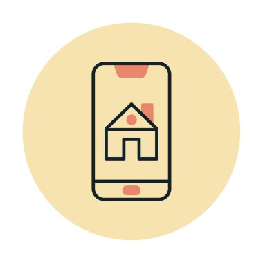 Akıllı telefon simgesinden ev denetimi, vektör illüstrasyon tasarımı