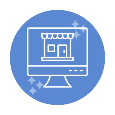dükkan, Online Shop konsepti, vektör illüstrasyon tasarımı olan bilgisayar ekranı