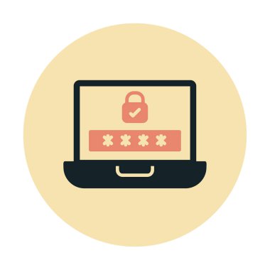 Bilgisayar ekranında parola. Web simgesi basit illüstrasyon