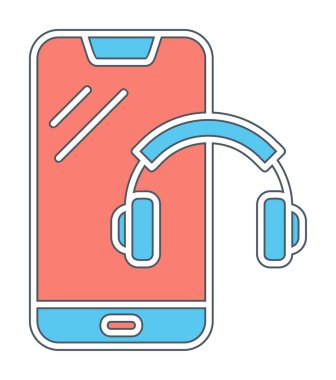 Kulaklık simgesi illüstrasyonlu akıllı telefon