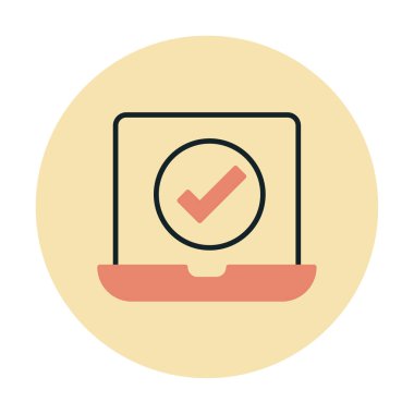 Dizüstü bilgisayardaki işaret simgesini kontrol et, vektör illüstrasyonuName 