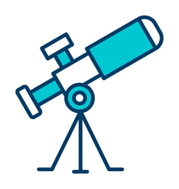 Teleskop düz simgesi. Eğitim ve astronomi elementi, dürbün ve araştırma yıldızları vektör grafikleri