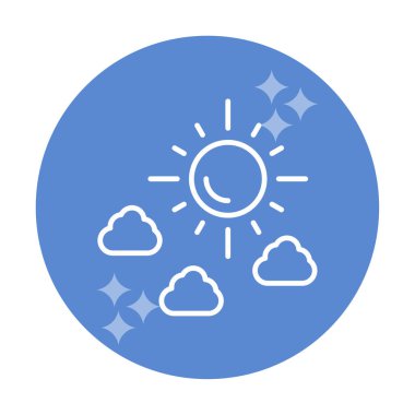 Güneş bulutların simge vektör çizim ile 