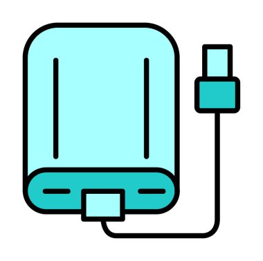 harici sabit disk simgesi, vektör illüstrasyonu basit tasarım