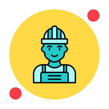 Kask simgesi olan işçiler, vektör illüstrasyonu 