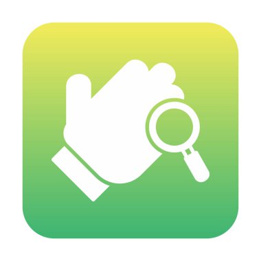 Bir büyüteç ikonuyla el. Hijyen konsepti. vektör illüstrasyonu