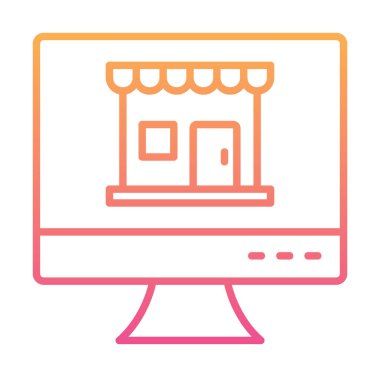 dükkan, Online Shop konsepti, vektör illüstrasyon tasarımı olan bilgisayar ekranı