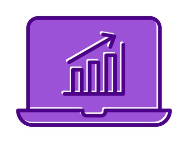 Dizüstü bilgisayarda basit büyüme grafiği, vektör illüstrasyonu