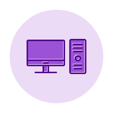 masaüstü bilgisayar simgesi tasarımı, düz işaret, vektör ve illüstrasyon