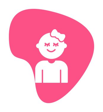 Mutlu Bebek Kız Simgesi, Vektör İllüstrasyonu 