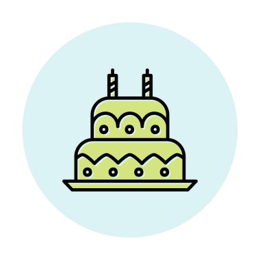 Mumlu doğum günü pastası. Web simgesi vektör illüstrasyonu