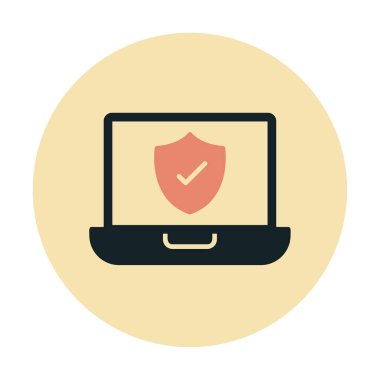 Güvenli dizüstü bilgisayar ikonu vektör çizimi