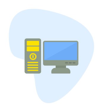 masaüstü bilgisayar simgesi tasarımı, düz işaret, vektör ve illüstrasyon