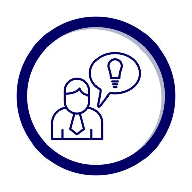 Fikri olan iş adamı, ampul ikonu vektör illüstrasyonu