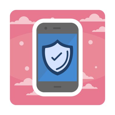 Güvenlik Düz simgesi, Kalkanlı Telefon 