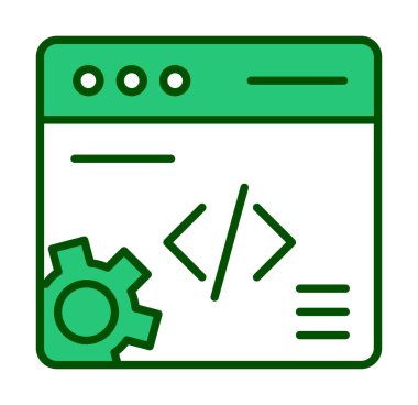 Düz biçimde web geliştirme simgesi. yazılım ve web sitesi sembolleri                           