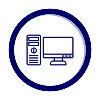 masaüstü bilgisayar simgesi tasarımı, düz işaret, vektör ve illüstrasyon