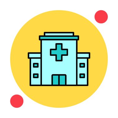 Hastane düz vektör illüstrasyon simgesi