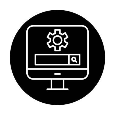 Beyaz arkaplanda Bilgisayar Arama Motoru vektör çizimi