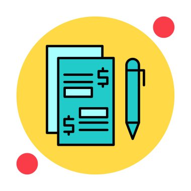 Kalem ikonlu kağıt. Ödenmiş Makaleler konsepti, vektör illüstrasyonu