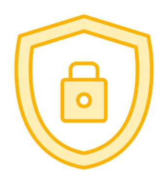 asma kilit simgesi ve vektör illüstrasyonlu kalkan