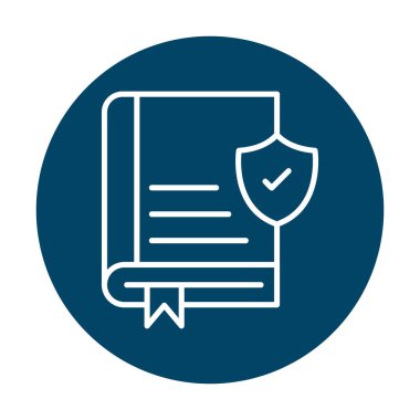 Kitap ve güvenlik kalkanı. Web simgesi basit illüstrasyon 