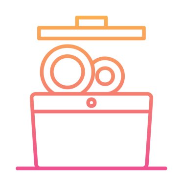 Bulaşık makinesi düz simgesi. Vektör çizim