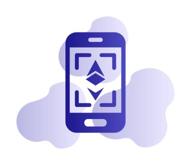 Telefon ekranındaki Ethereum simgesi, vektör sembolü