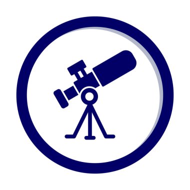Teleskop düz simgesi. Eğitim ve astronomi elementi, dürbün ve araştırma yıldızları vektör grafikleri