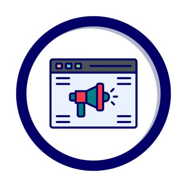 Çevrimiçi Reklam simgesi, vektör illüstrasyonu        