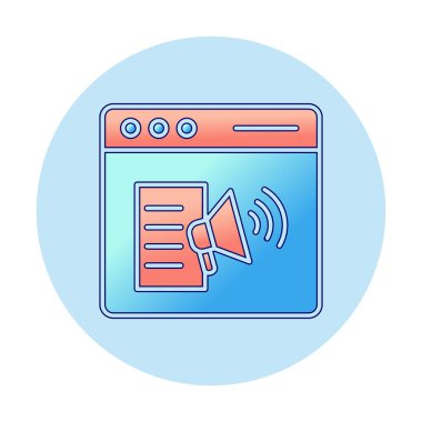 Webpage Çevrimiçi Pazarlama. Contour sembolü. Vektör izole çizimi.