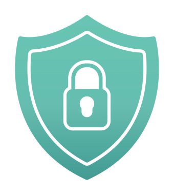 Güvenlik kalkanı düz simgesi, vektör illüstrasyonu 