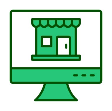 dükkan, Online Shop konsepti, vektör illüstrasyon tasarımı olan bilgisayar ekranı