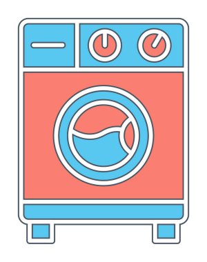 çamaşır makinesi simgesi, vektör illüstrasyonu