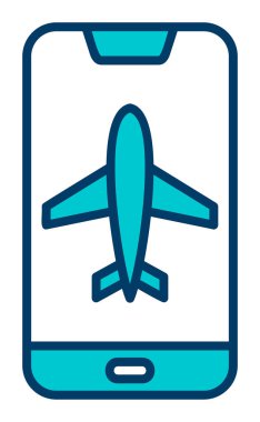 Akıllı telefon ekranında uçak kipi, vektör illüstrasyonu 