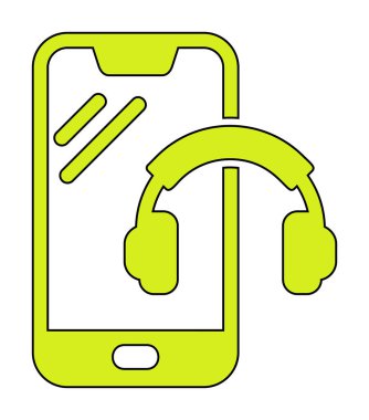 Kulaklık simgesi illüstrasyonlu akıllı telefon