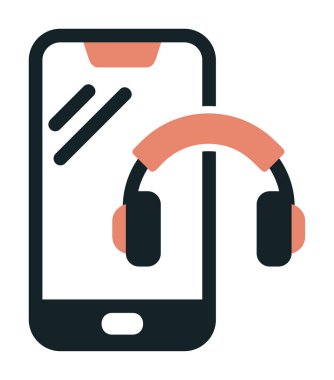Kulaklık simgesi illüstrasyonlu akıllı telefon