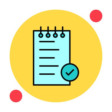 Basit not defteri simgesi, vektör illüstrasyonu