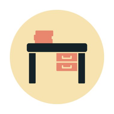 Çalışma masası simgesi, vektör illüstrasyonu basit tasarım