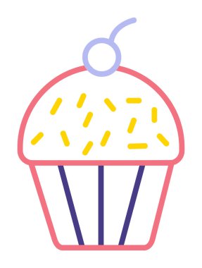 Kek renkli ikon, kek klipsi sanat, vektör illüstrasyonu