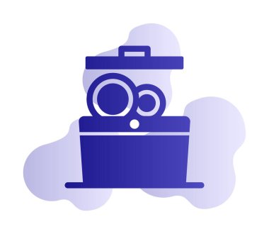 Bulaşık makinesi düz simgesi. Vektör çizim