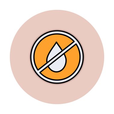 Basit Su Yok veya Sıvı Simge Yok, vektör illüstrasyonu