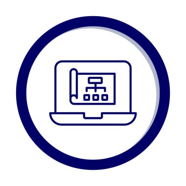 Dizüstü bilgisayar ekranındaki proje web simgesi, vektör illüstrasyonu