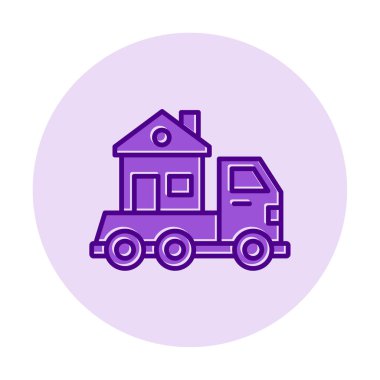 Ev kamyonu teslimatı ikon vektörü. Yer değiştirme servisi. Eve taşın