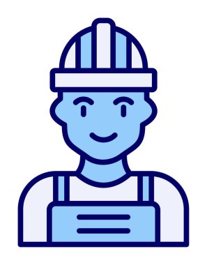 Kask simgesi olan işçiler, vektör illüstrasyonu 