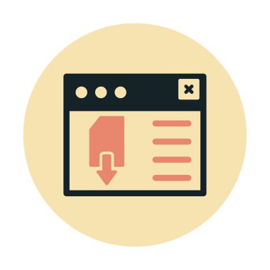 Web sayfası indirme simgesi, tasarım vektörü illüstrasyonu