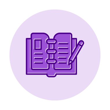 açık kitap ve kalem simgesi, vektör illüstrasyonu 