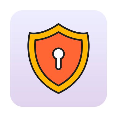 Anahtar deliği düz simgesi olan kalkan, vektör illüstrasyonu